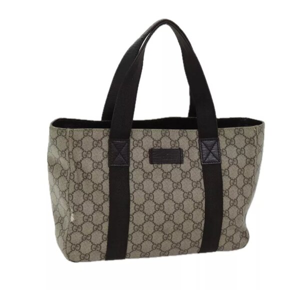 GUCCI GG Supreme Hand Bag PVC Beige Auth - Picture 1 of 7